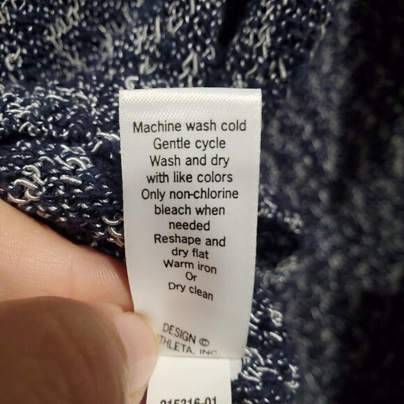 Athleta Women's Blue Silver V-Neck Open Knit Long-Sleeved Sweater Top Size XL - Picture 7 of 9